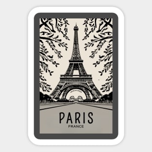 A Vintage Travel Art of the Eiffel Tower in Paris - France Sticker